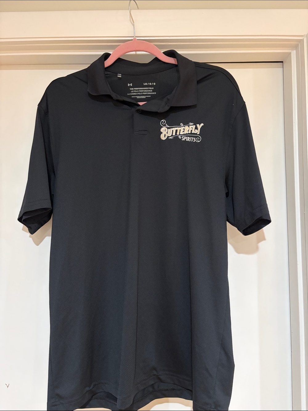Under Armour Black Polo with 'Butterfly Spirits' Logo
